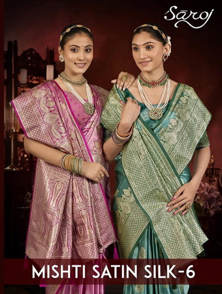 Mishti Satin Silk Vol 6 By Saroj Satin Wedding Wear Pattu Saree Suppliers In India